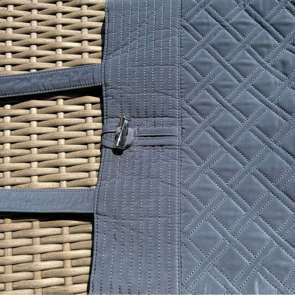 Vera Bradley Gray/Blue  Quilted Tote Tab Button Closure - Picture 2 of 12